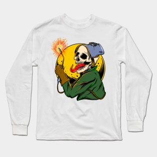 Welder Skull Fire Long Sleeve T-Shirt